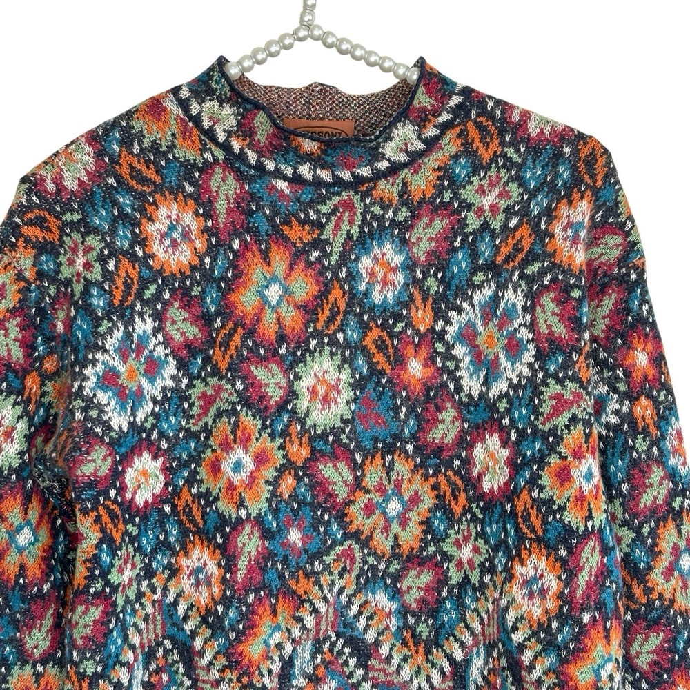 VTG Missoni Floral Tapestry Knit Tunic Sweater M Art Wool Alpaca Jacquard Italy - Picture 3 of 10